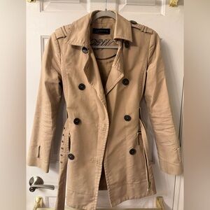 Zara Tan Double-Breasted Trench Coat